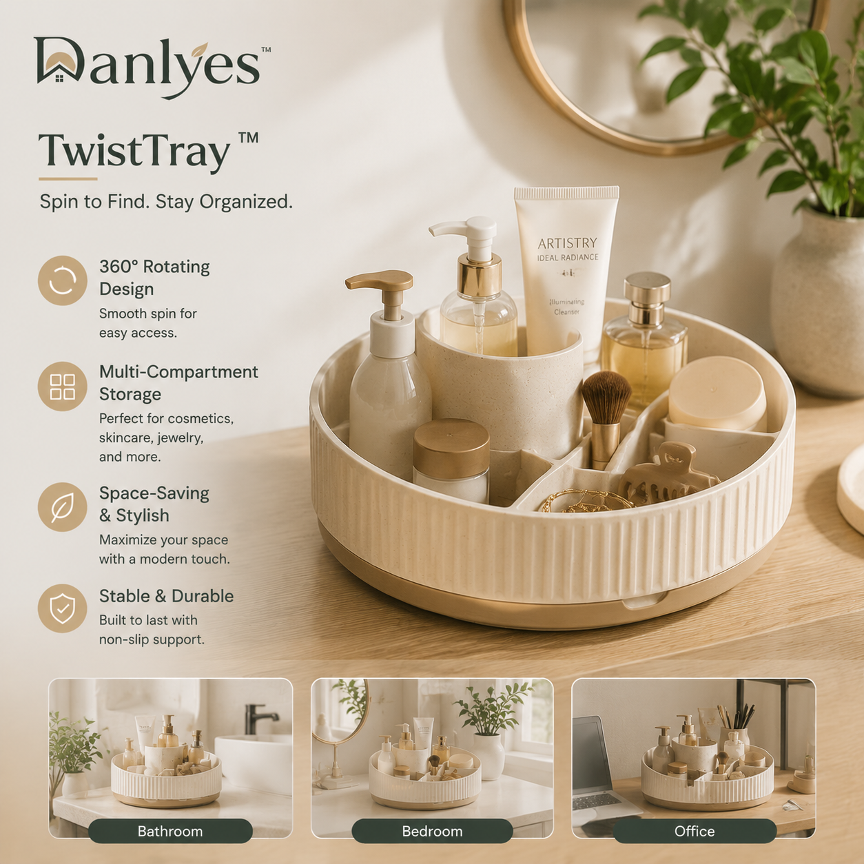 Danlyes™ AuraSpin Vanity Organizer