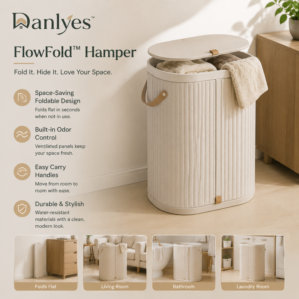 Danlyes™ FoldEase Collapsible Laundry Hamper