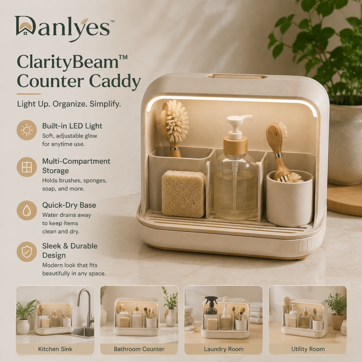 Danlyes™ GlowArc Sink Station Organizer