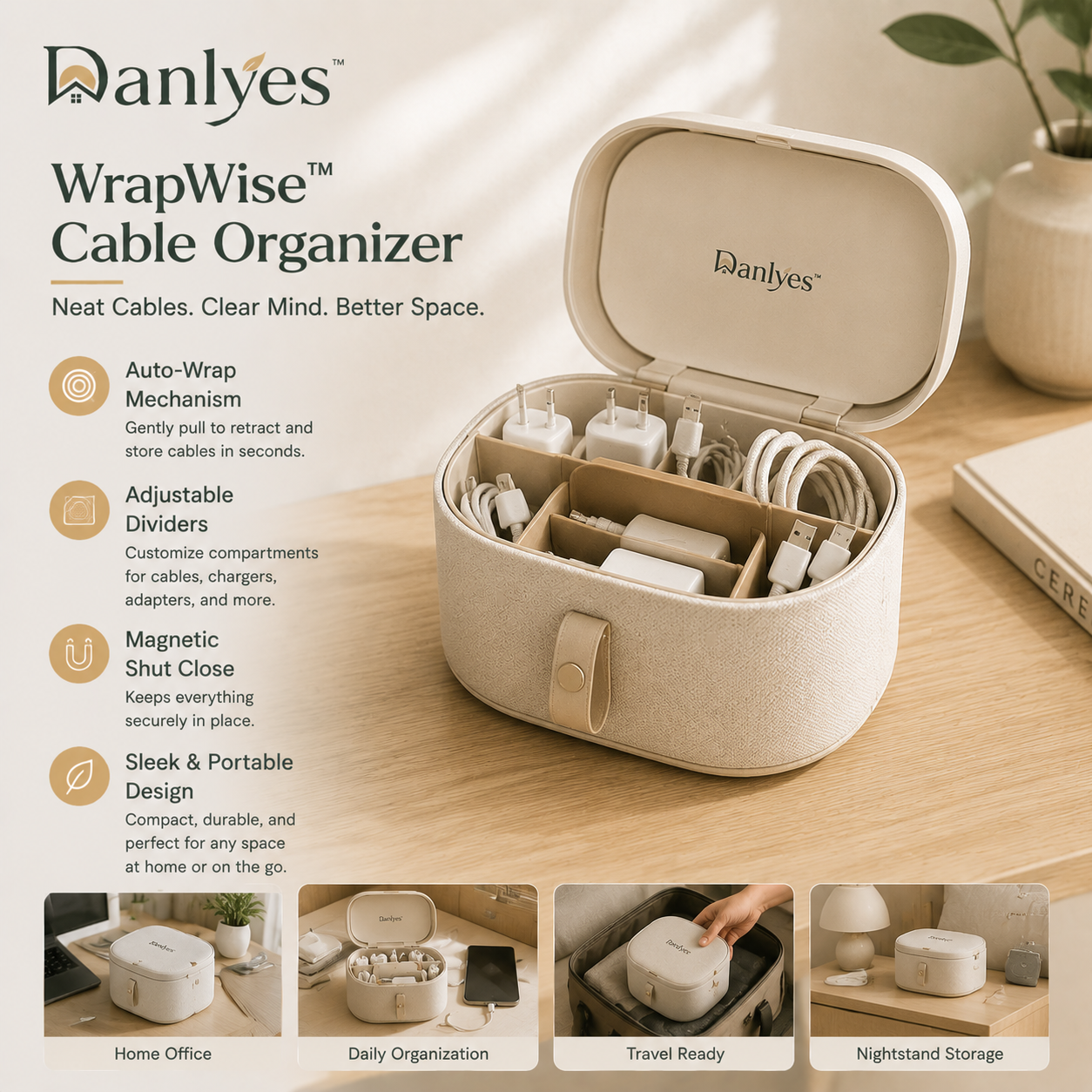 Danlyes™ WrapWise Travel Cable Organizer Case